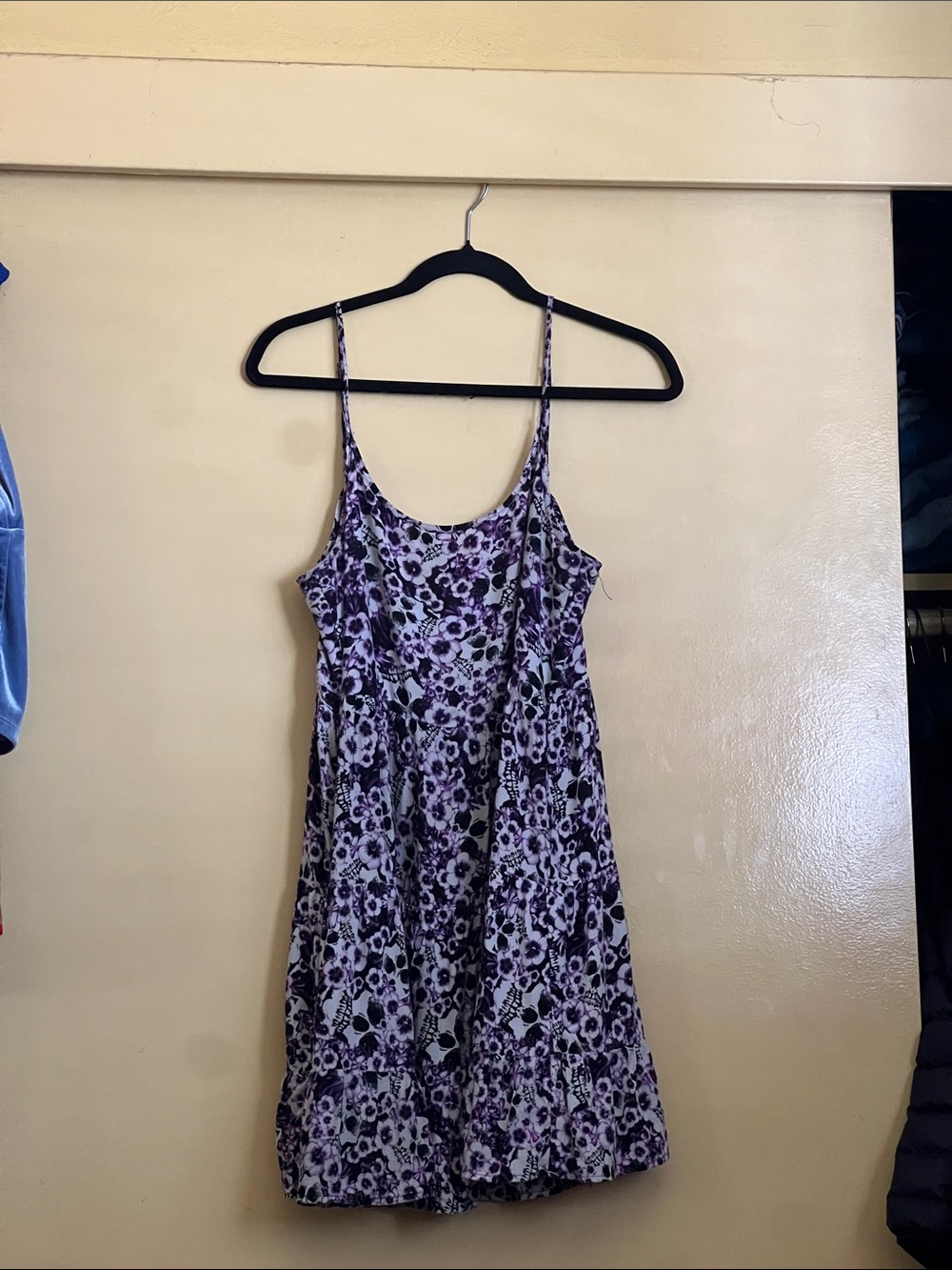 Purple Floral Spaghetti Strap Dress